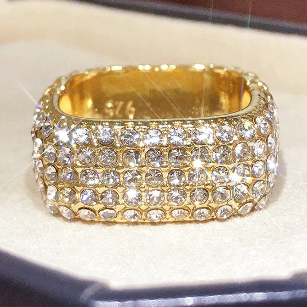 Eternity Gold Plated Cubic Zirconia Fashion Ring for Women/Men, L568 - Picture 3 of 7